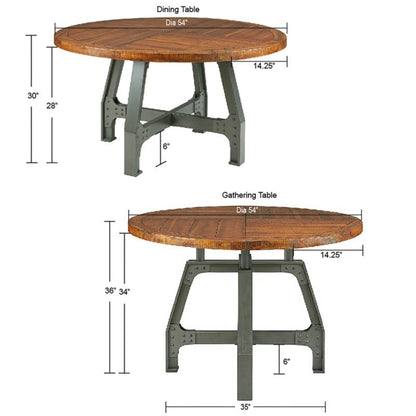 Lancaster - Round Dining / Gathering Table With Adjustable Height - Walnut