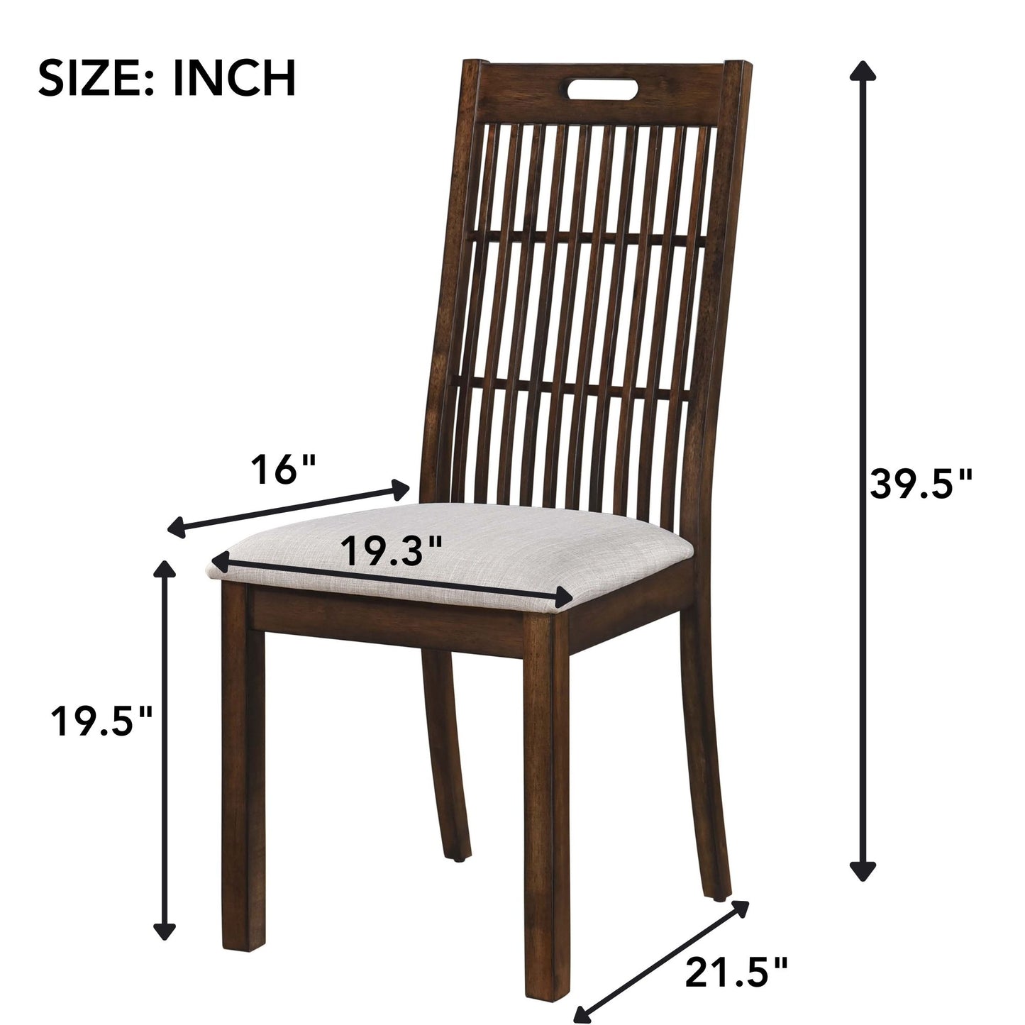 2 Pieces Set Dining Side Chair Rustic Modern Farmhouse Design Retro Design Easy To Assembly - Antique Dark Oak