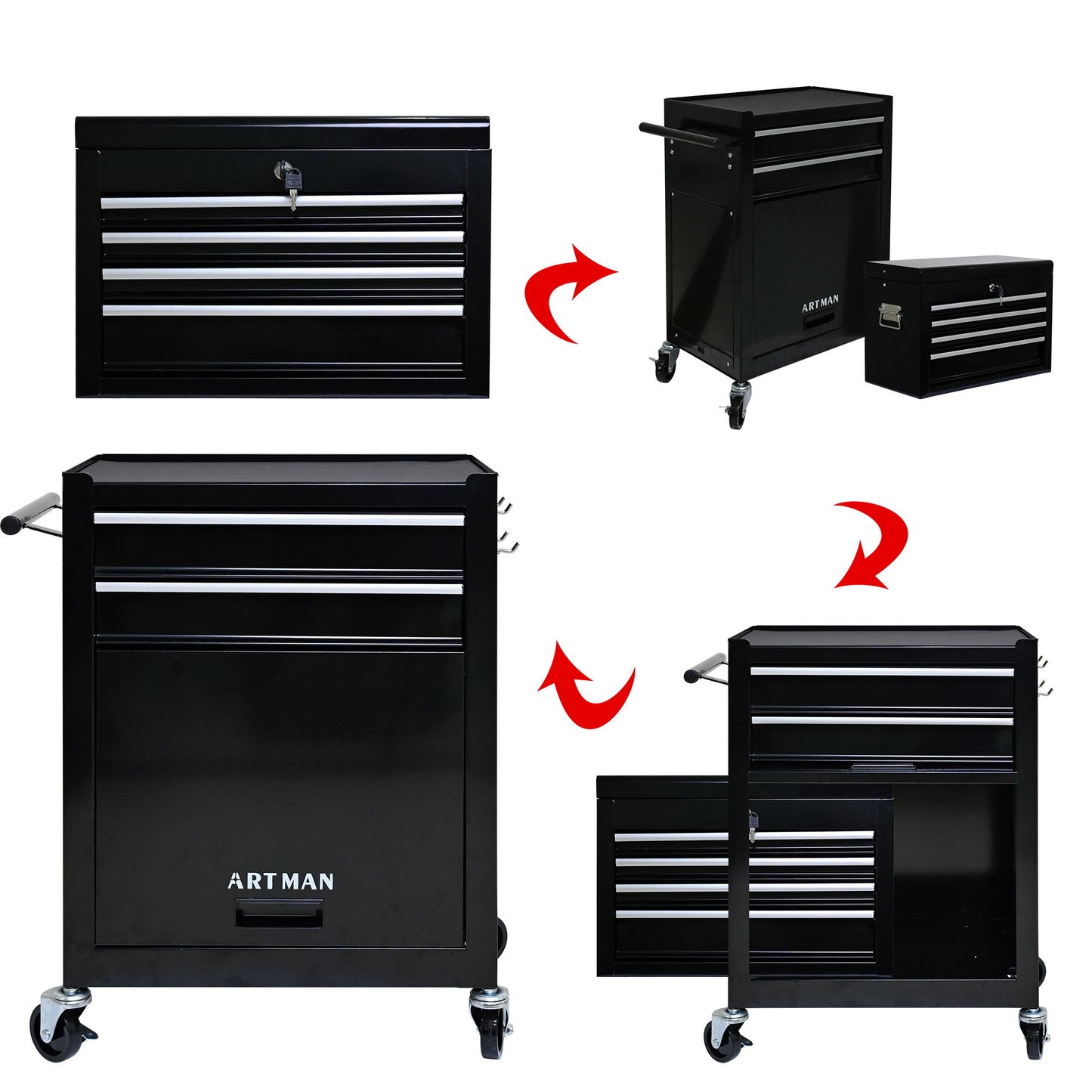 High Capacity Rolling Tool Chest With Wheels And Drawers, Storage Cabinet