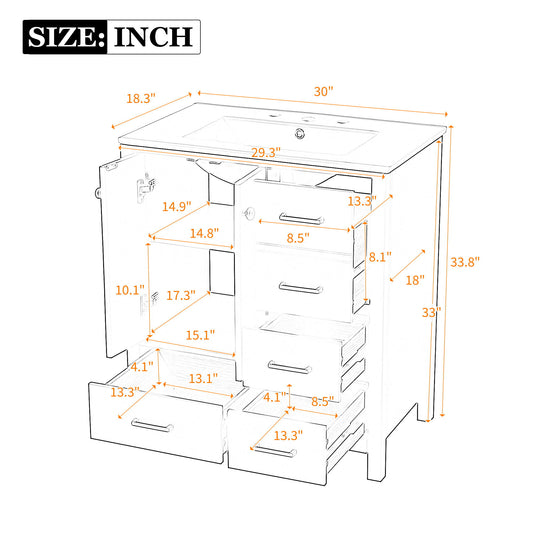 Retro Style Bathroom Vanity With Sink, Storage Cabinet
