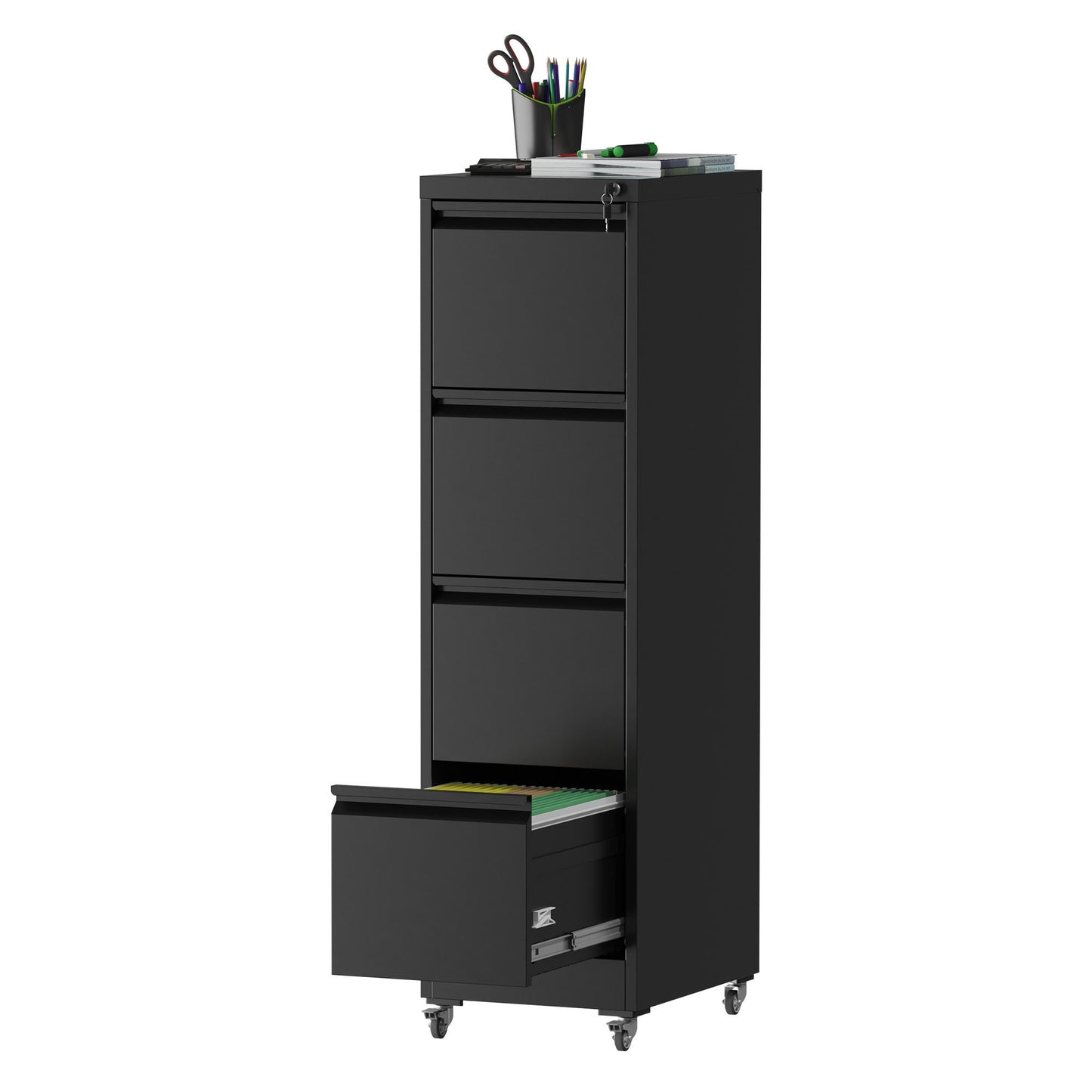 Drawer Metal Locking Vertical File Cabinet With Wheels Heavy Duty Lockable Storage