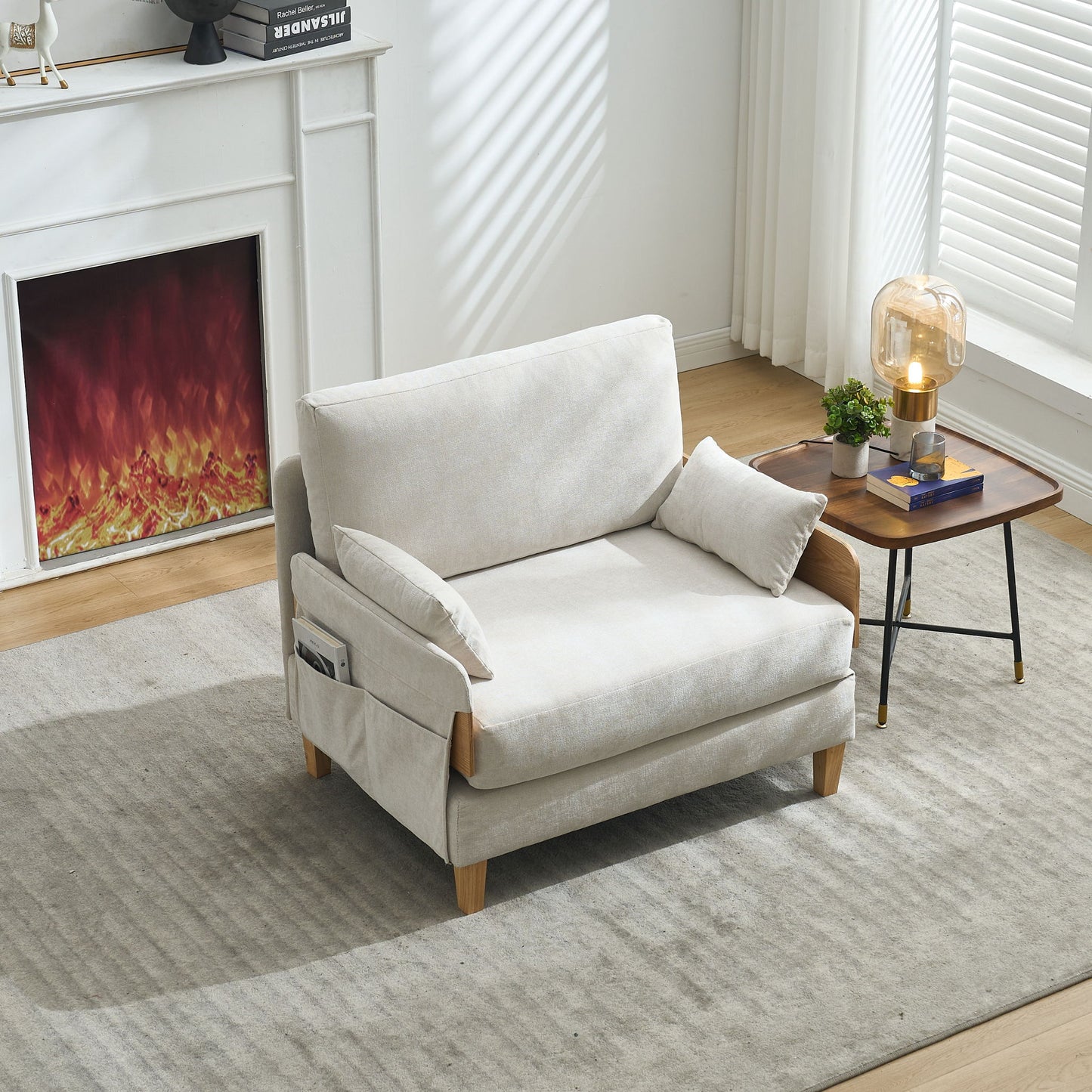 Mid Century Modern Foldable Sofa Bed, 3 In 1 Convertible Sleeper With 3 Pillows