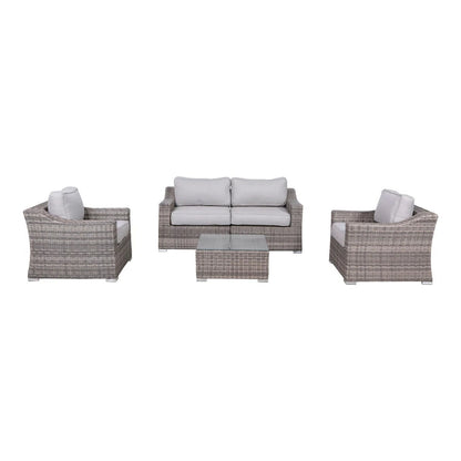 Outdoor Wicker Conversation Set With Cushions, All Weather