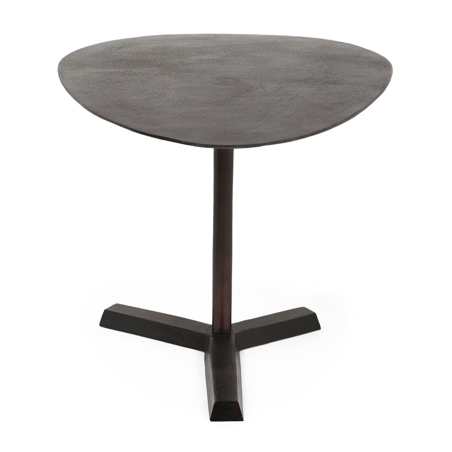 Industrial Style Elliptical Side Table With Aluminum Frame - Bronze