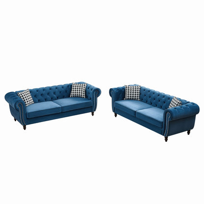 Chesterfield Set With Roll Armrest & Nailhead