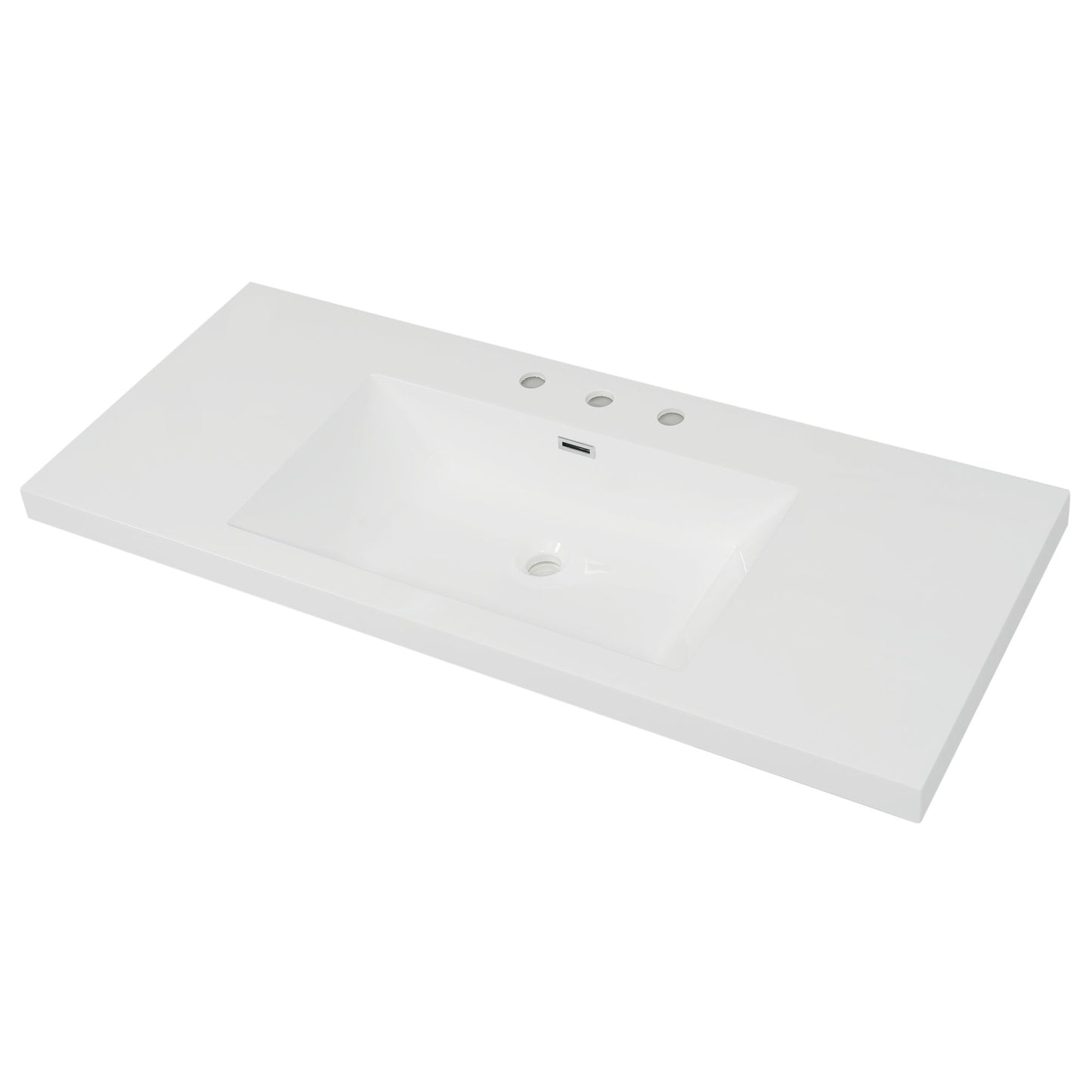 Vanity Top With 3 Faucet Holes, Rectangular Basin For Bathroom - White