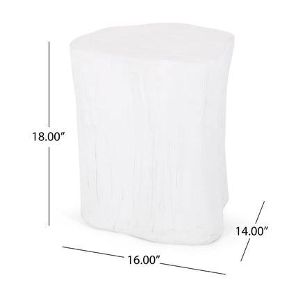 Outdoor, Lightweight Concrete Side Table - Antique White