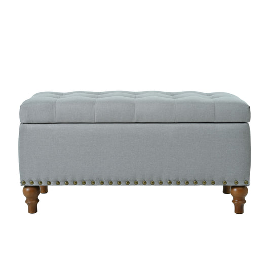 Upholstered Ottoman With Storage And Rivet Trim