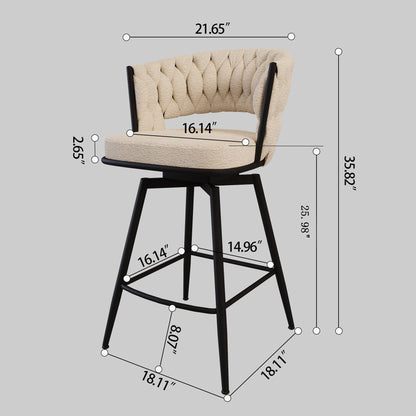 Bar Stool 360 Swivel With Back Footrest