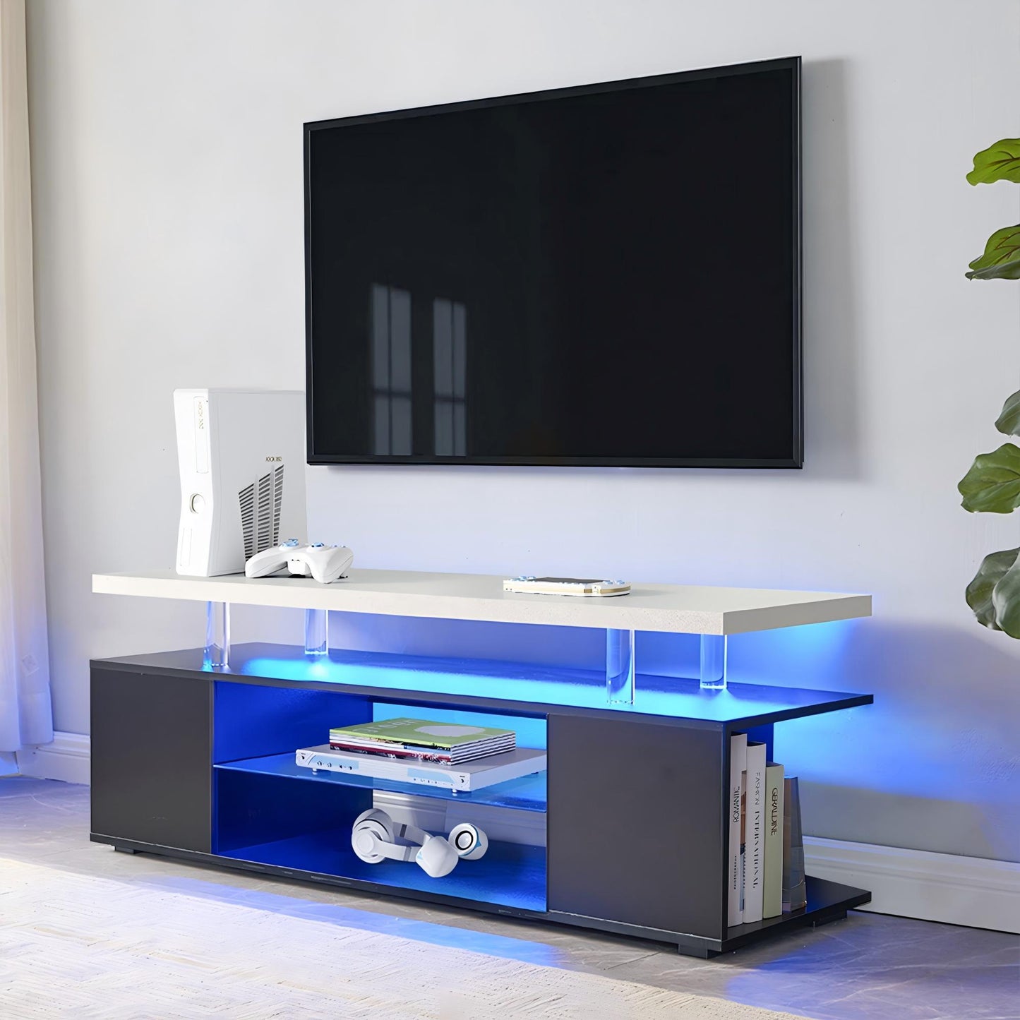 TV Stant With LED And Large Side Cabinet