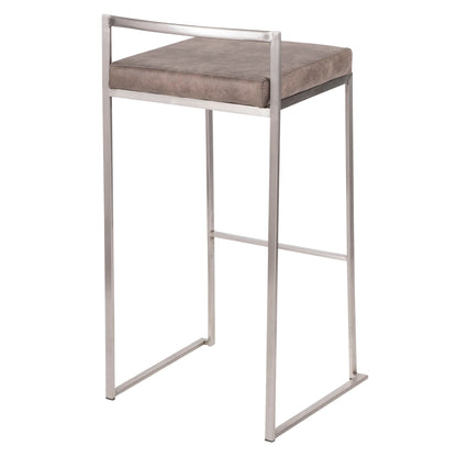 Fuji - Contemporary Stackable Counter Stool (Set of 2) - Stone