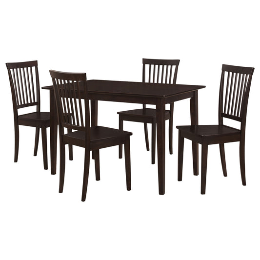 Stan - 5 Piece Dining Set With Rectangular Table And Slat Back Chairs - Cappuccino