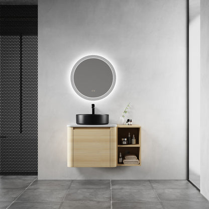 Mounted Bathroom Vanity With Art Sink, Storage Shelves, Soft Close Door