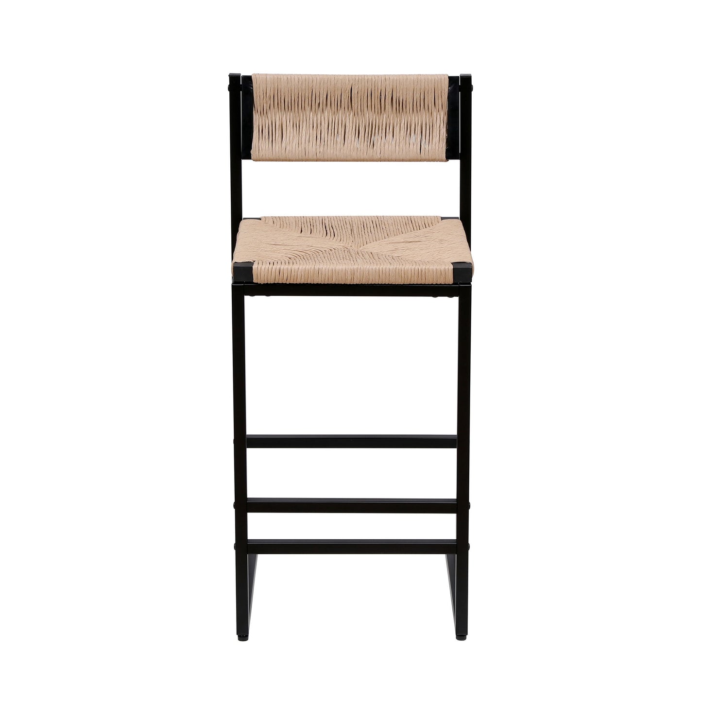 Bar Stools Paper Rope Weave Dining Chairs With Back Hand Weave Stools For Kichen Island, Bar & Counter (Set of 2)