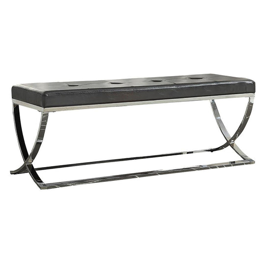 Curve Leg Bench With Upholstery - Black