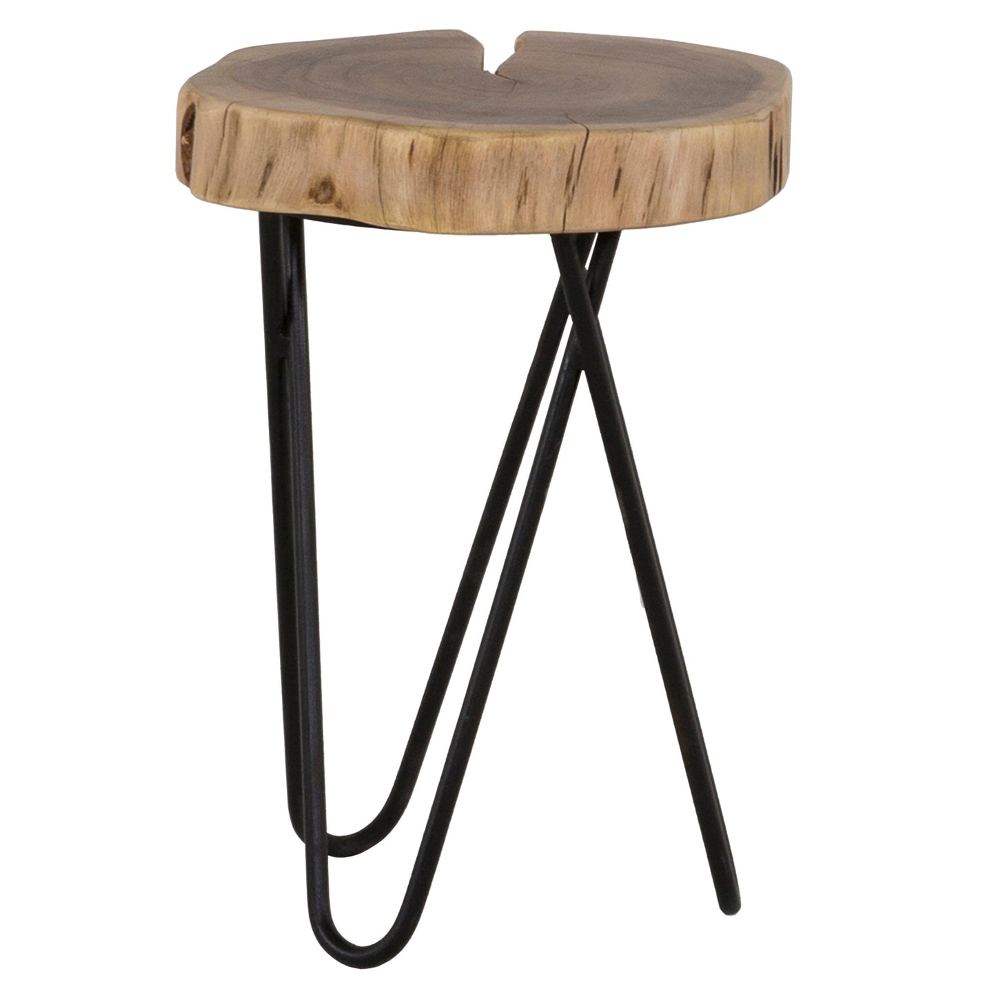 Rustic Accent Round Table With Iron Hairpin Legs