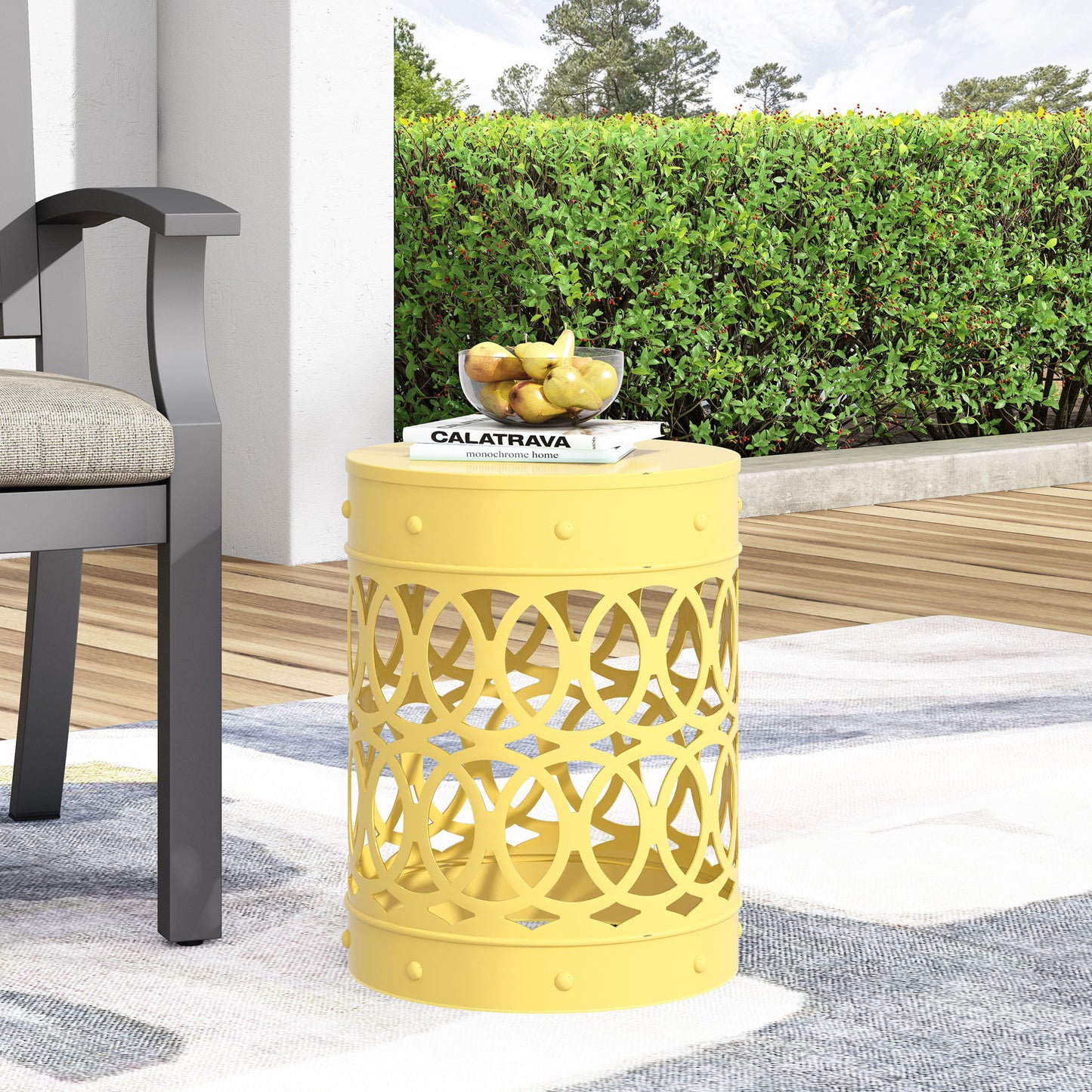 Outdoor Metal Large End Table, Modern Design