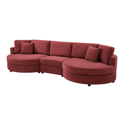 Modern 3 Seater Upholstered Sofa With Curved Design