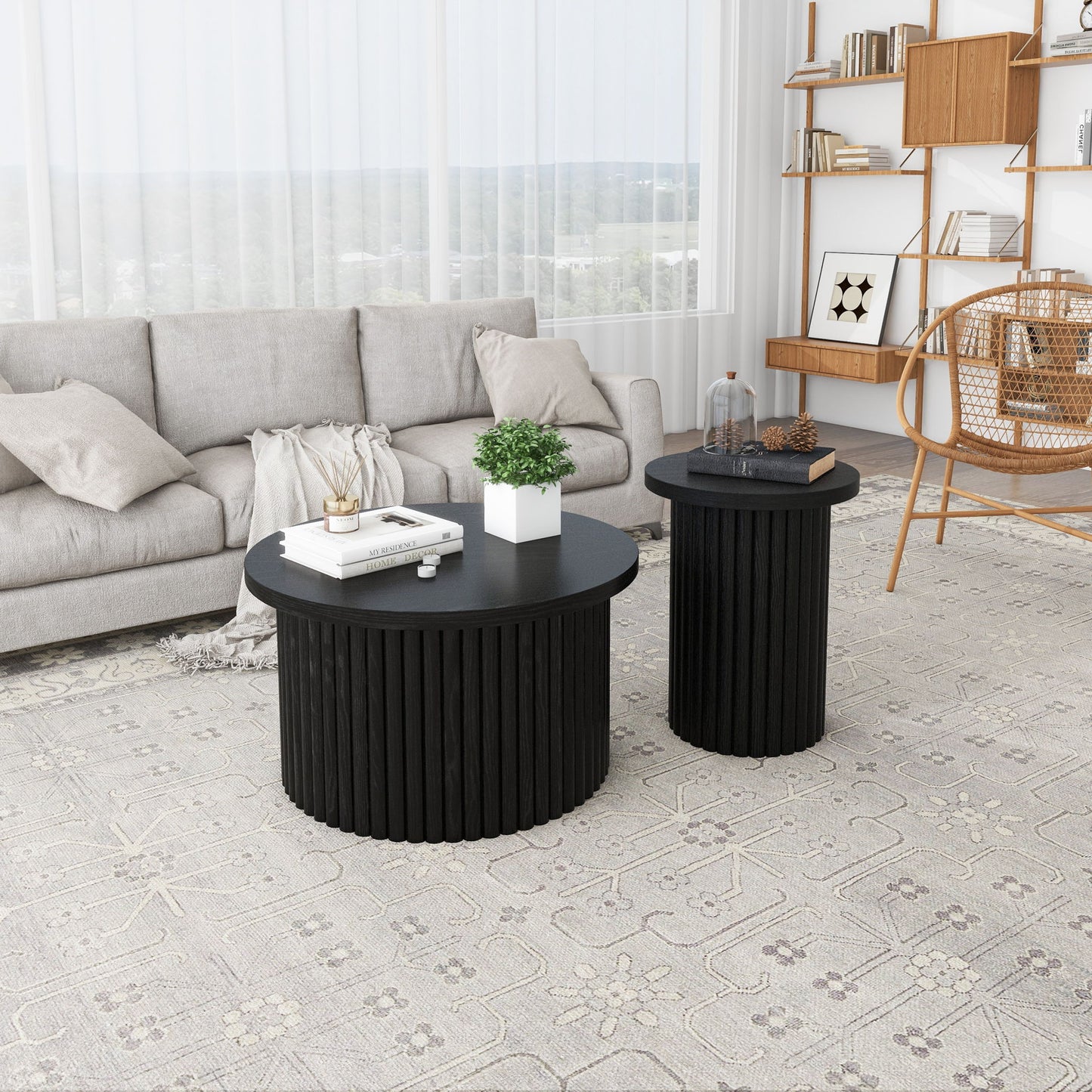 Modern Round Coffee Table And Side Table (Set of 2)