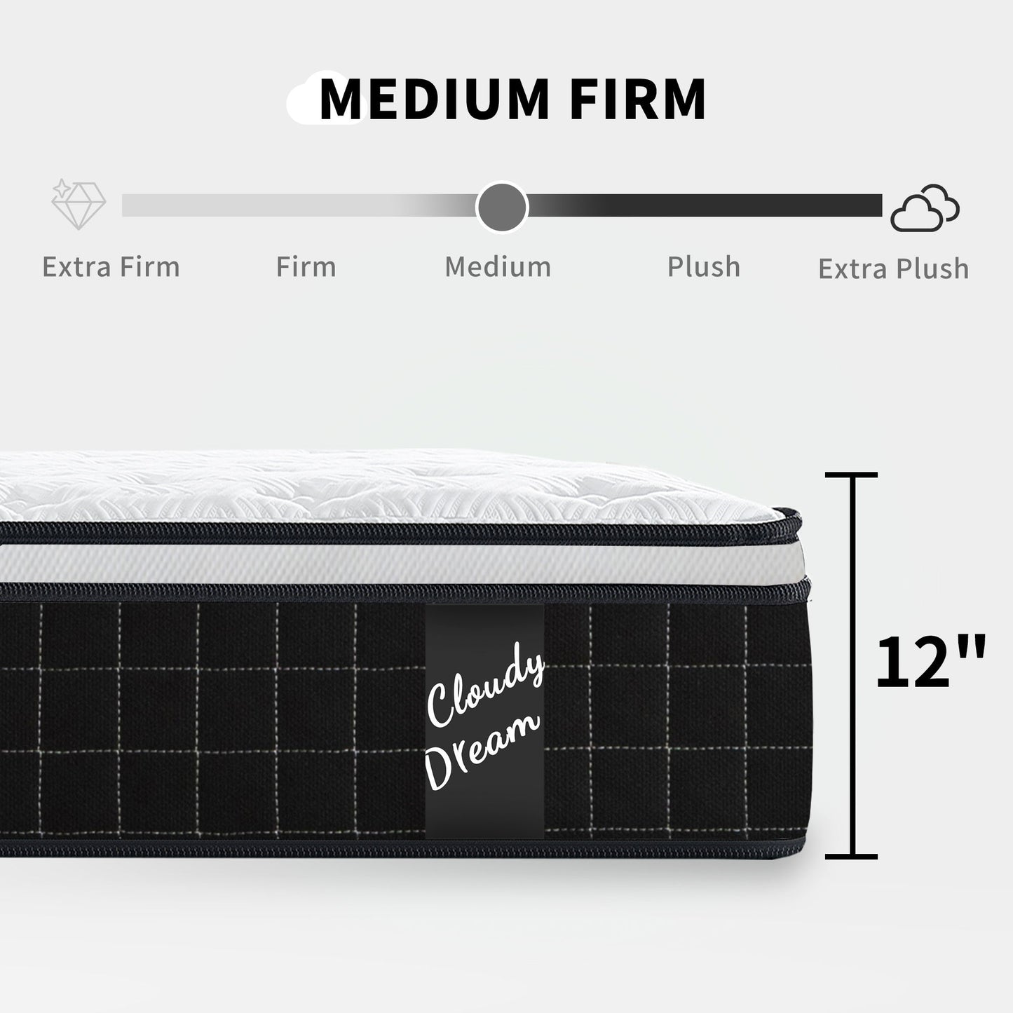 12" Hybrid Mattress With Individual Pocket Spring, Comortable Memory Foam