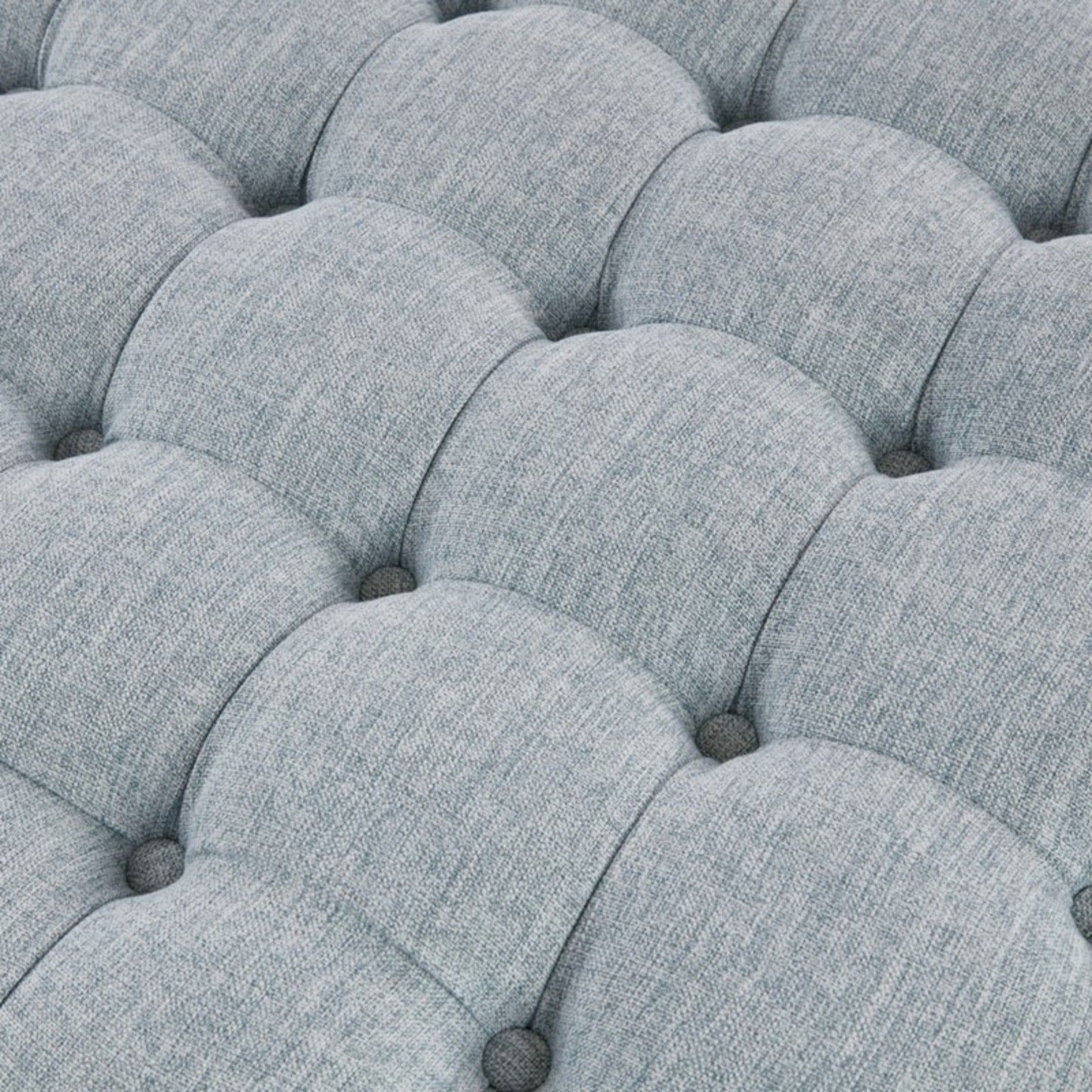 Skirted Tufted Round Ottoman With Button Top - Gray
