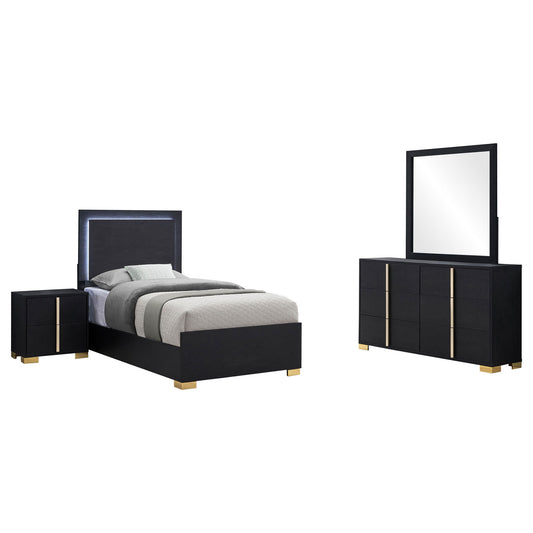 Medici - 4 Piece LED Twin Bedroom Set - Black