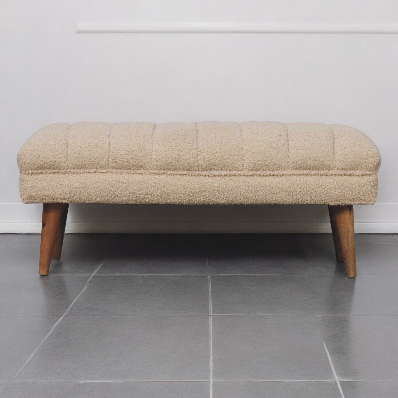 Boucle Puffer Bench - Beige
