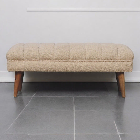 Boucle Puffer Bench - Beige