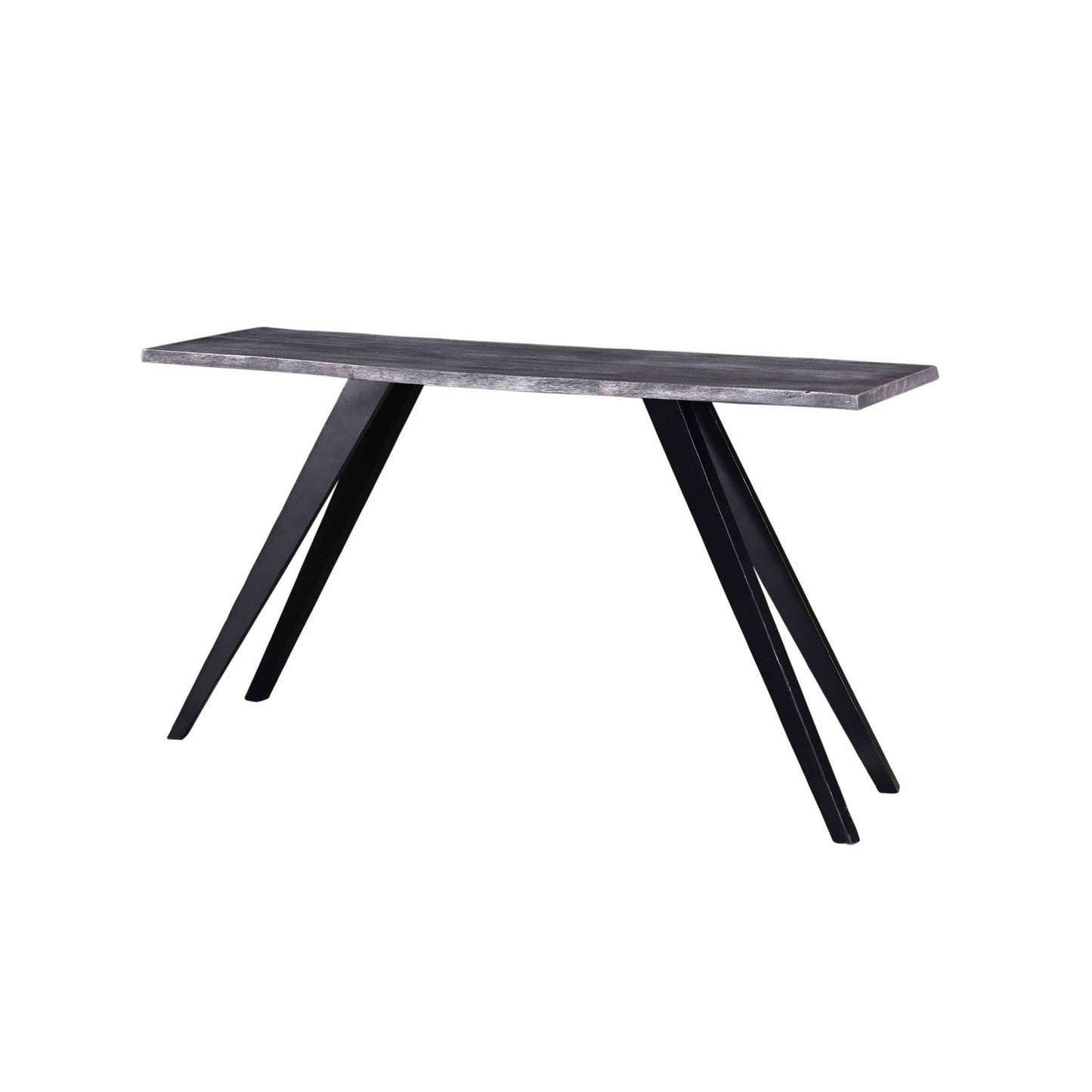 Acacia Wood And Metal Console Table, Live Edge, Angled Legs, Modern Living Room Furniture - Gray / Black