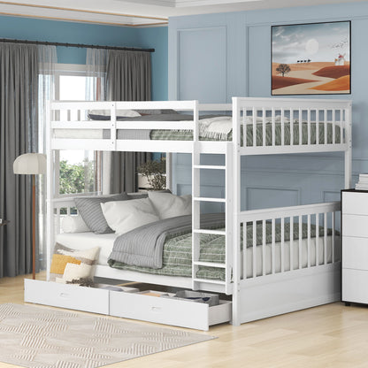 Bunk Bed With Ladders And 2 Storage Drawers