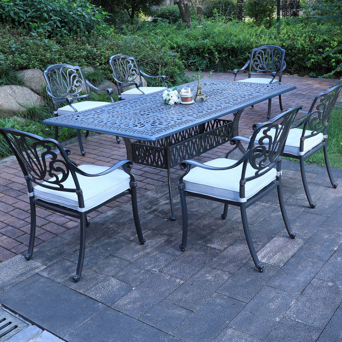 Rectangular Long Dining Set With Sunbrella Cushions