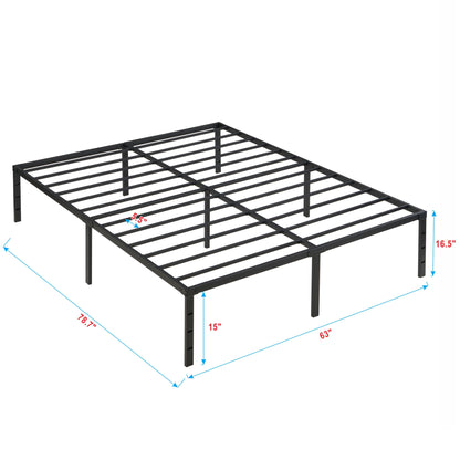 Heavy Duty Queen Size Bed Frame With Quiet Support - Black