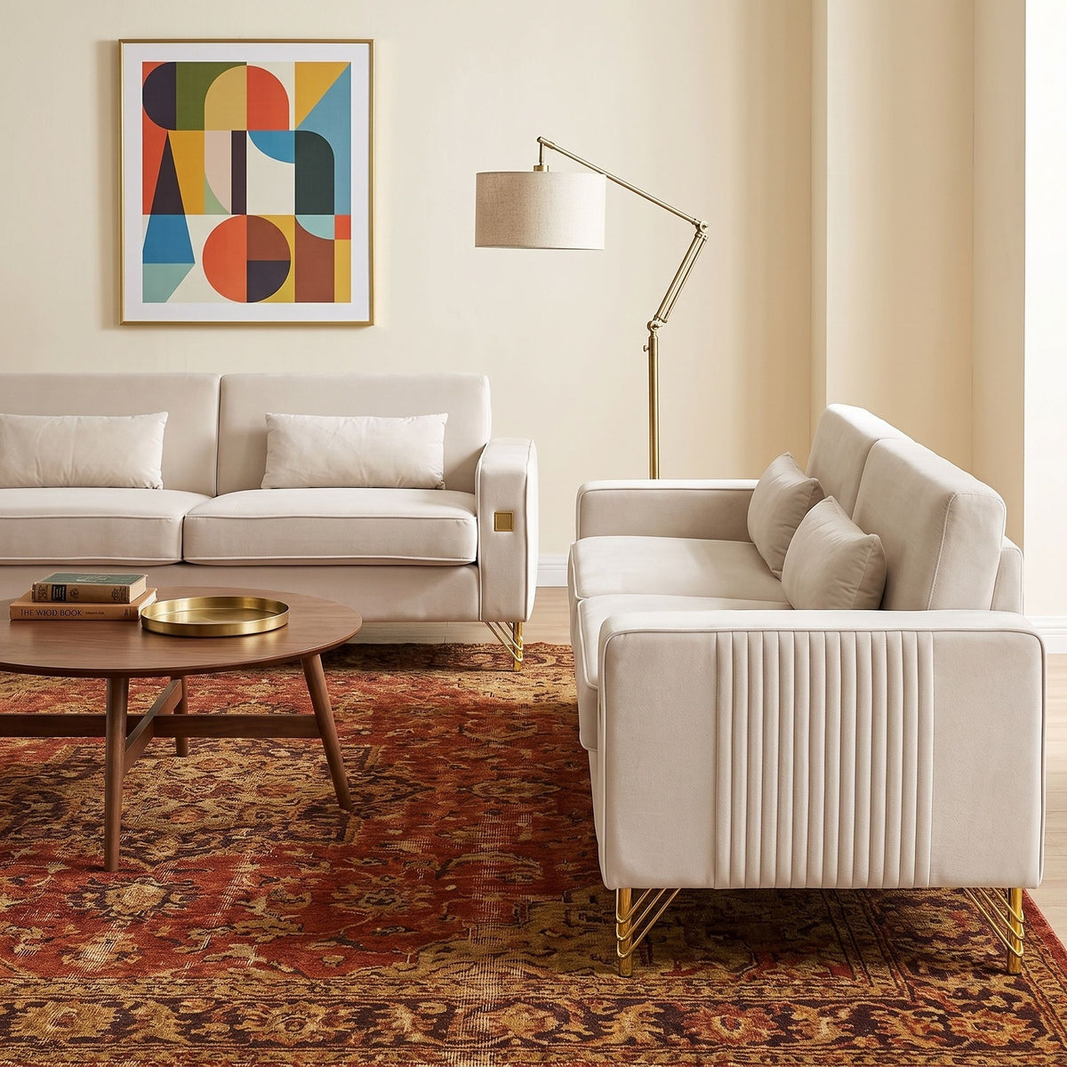 2 Pieces Sofa Sofa Set With Removable Cushions For Home Apartment