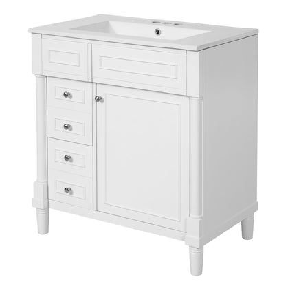 Bathroom Vanity With Sink, Freestanding Storage Cabinet & 2 Drawers And Soft Closing Door, Solid Legs, Frame, Basin,