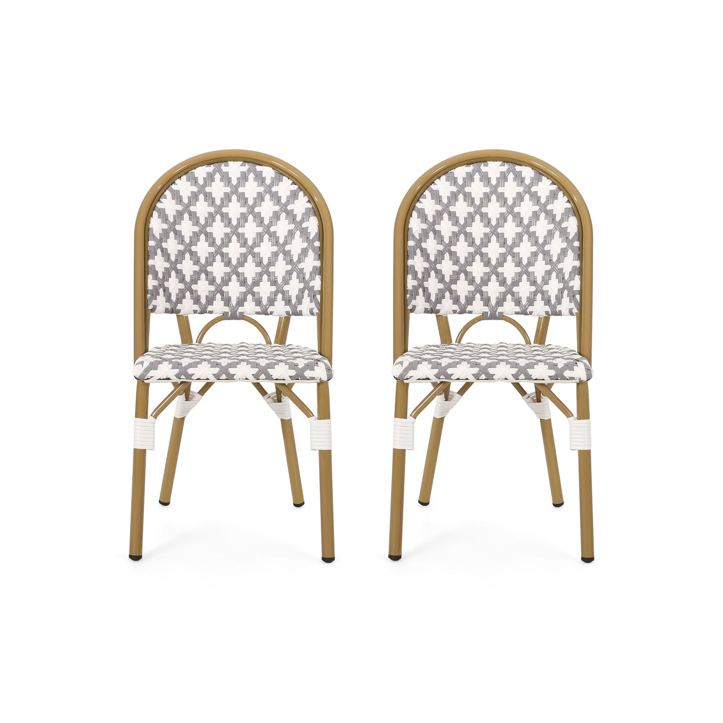 Chic French Bistro Chair With Durable Rattan And Aluminum Frame