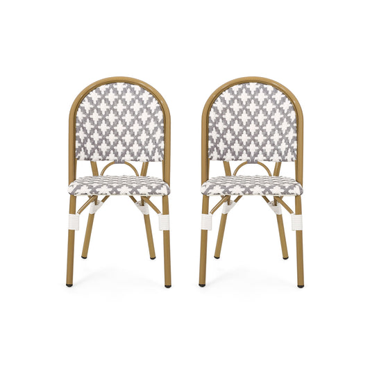 Chic French Bistro Chair With Durable Rattan And Aluminum Frame