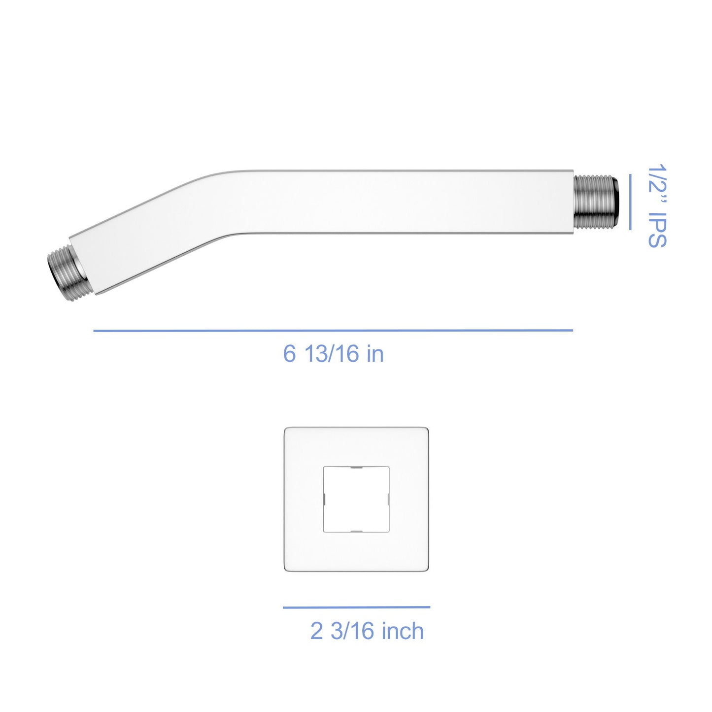 Elegant 6" Shower Arm With Flange, Stainless Steel Construction For Rain Shower Heads