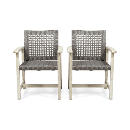 Outdoor Dining Chair Acacia Wood Frame (Set of 2)
