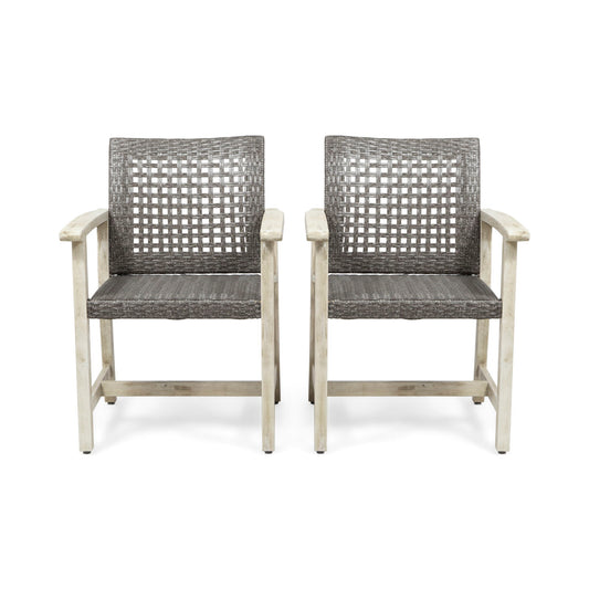 Outdoor Dining Chair Acacia Wood Frame (Set of 2)