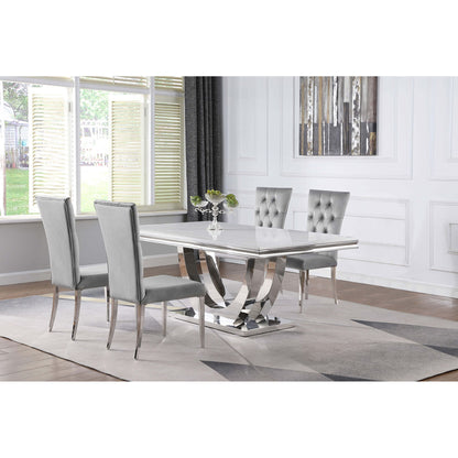 Allessandra - 5 Piece Dining Set With Table And Upholstered Chairs - Gray