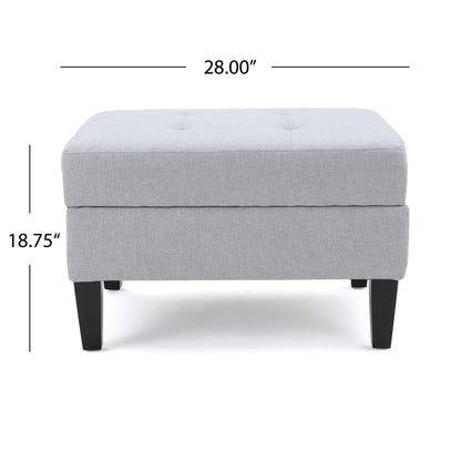 Storage Ottoman With Birch Wood Legs And Cushioned Top For Comfort