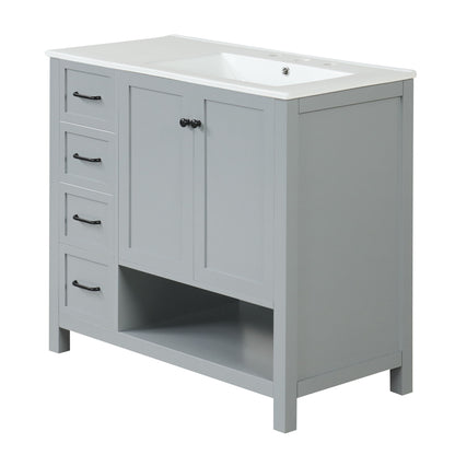 Modern Bathroom Vanity With Sink Top, 2 Doors And 2 Drawers