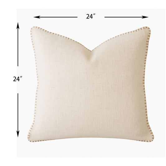 Homey Cozy - Throw Pillow With Decorative Stitching - Ivory