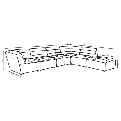 Nevve - 6 Piece Upholstered Tufted Sectional - Ivory