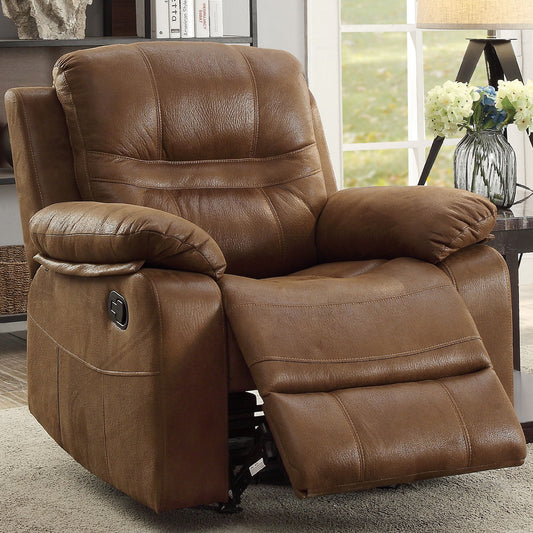 Manual Recliner With Pillow Arms And Headrest - Dark Brown