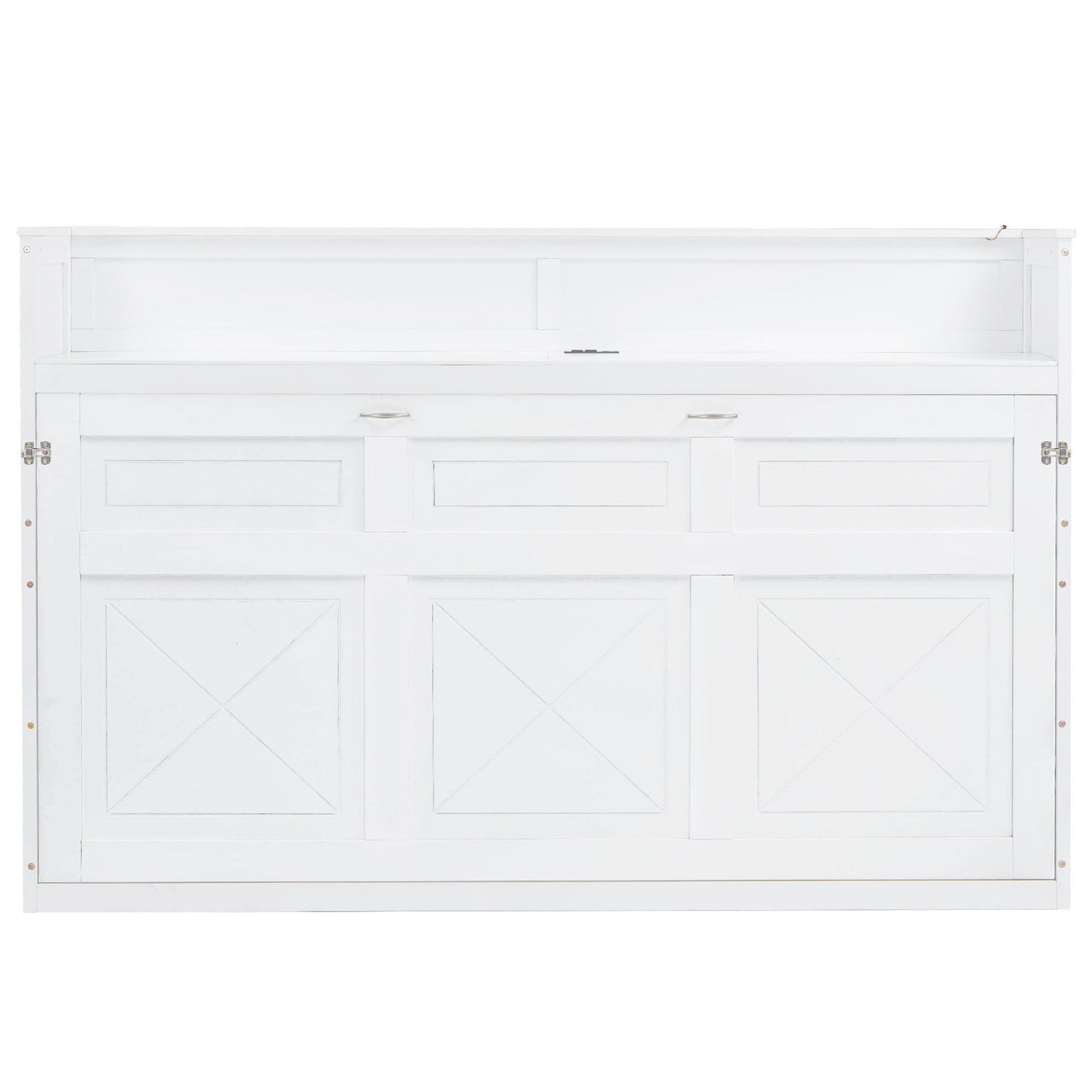 Murphy Bed With Desk, LED Light And USB Charging Station