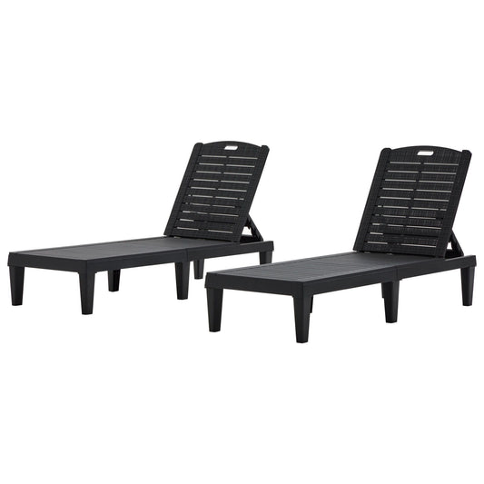2 Piece Outdoor Chaise Lounges With Adjustable Backrest