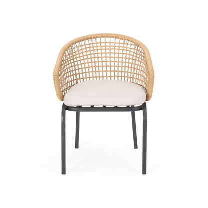 Outdoor Wicker Chair With Powder Coated Iron Legs