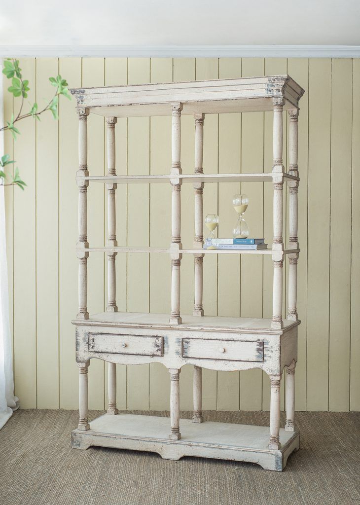 Adela - French Country Bookcase Display Storage Shelf Etageres - Antique White
