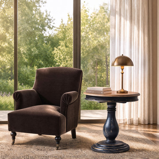 Winslow - Round Pedestal Side Table - Natural / Light Brown
